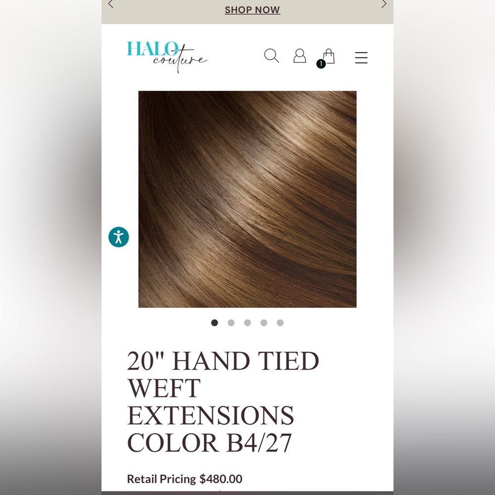 NEW Halocouture Hand Tied Weft Extensions 20” Balayage Color B4/27 Human Hair